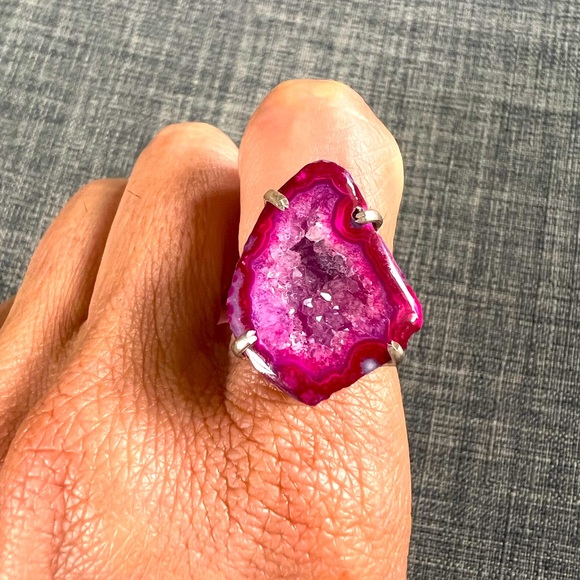 Sterling silver agate ring- size 8 - Picture 4 of 4